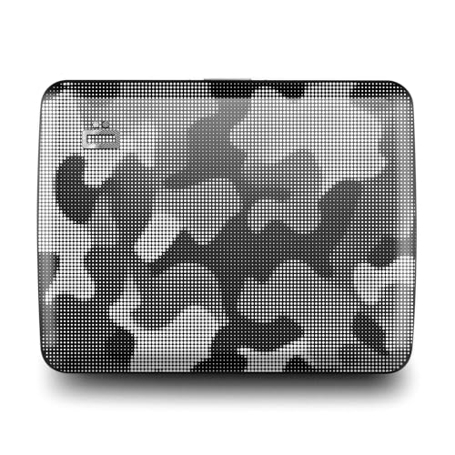 Image of OGON -DESIGNS- Aluminum wallet, Large capacity with metal lock, RFID Protection against fraud and demagnetization, model Smart Case OSLO Large (Engraving Camo)