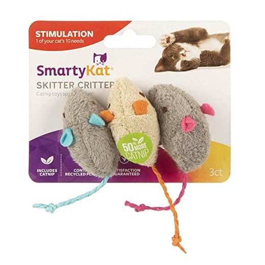 SmartyKat Skitter Critters Cat Toy Catnip Mice, 3/pkg …