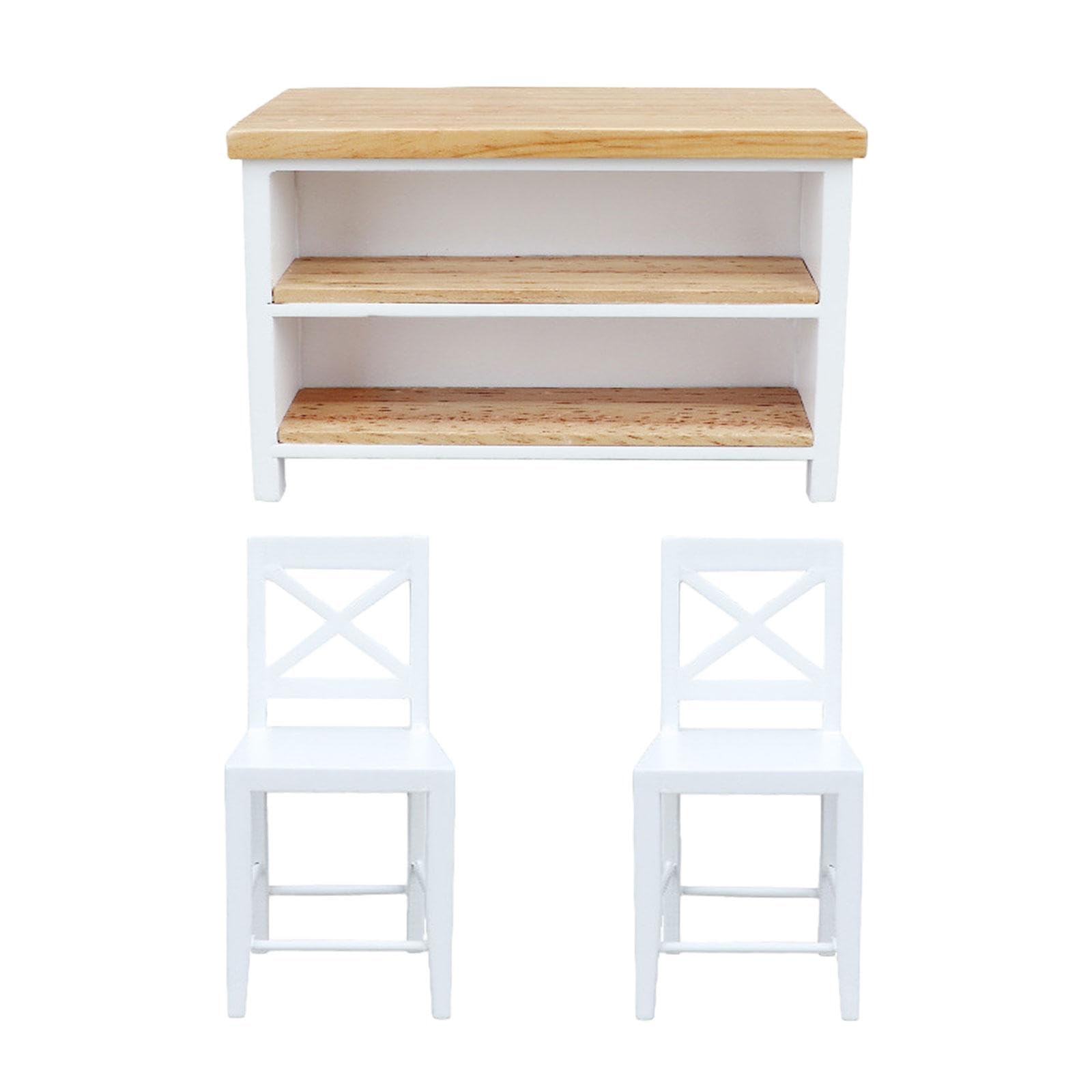 3 Sillas De Bar Y 1 Mesa En Miniatura 1:12 – Muebles De Madera Para Casas De Muñecas Y Decoración