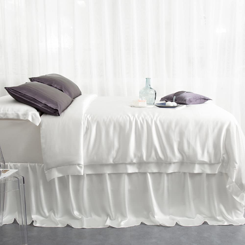 Orose 4pc 22mm Mulberry Silk Bed Sheet Set,Seamless, deep Pocket (Full, Ivory)