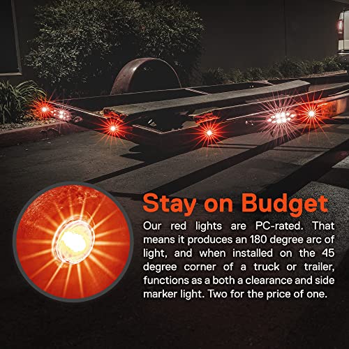 10Pc 3/4" Round Red Trailer Led Marker Light [Dot Fmvss 108] [Sae P2Pc] [Semi-Spherical Output] [Ip67 Waterproof] [Bullet Style] Round Clearance Marker Lights For Trailer Truck #TOP3