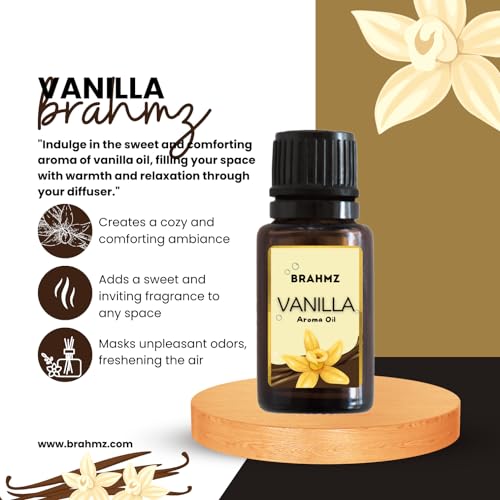 Image of Brahmz Aroma Oils Gift Set, 6 Bottles, 10g Each, Vanilla, Orange, Lemongrass, Lavender, Rose, Apple Cinnamon, Essential Oils for Aromatherapy