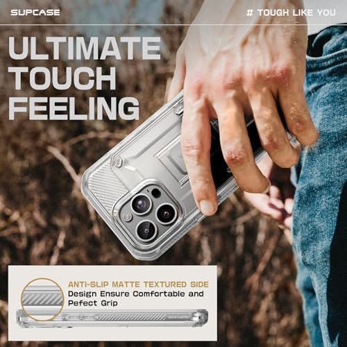 Image of SUPCASE for iPhone 16 Pro Case with Screen Protector & Kickstand, Clear | Detachable Belt Clip, Military-Grade Protection, Full Body Heavy Duty Phone Case for iPhone 16 Pro 6.3'', Unicorn Beetle Pro