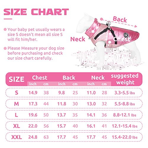 Baejmjk Dog Reflective Winter Coat With Harness Warm Cold Weather Jacket For Small Medium Dogs Zip Up Turtleneck Puppy Vest With D-Ring Waterproof Windproof Dog Winter Clothes(Pink，Medium) #TOP2
