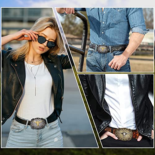 Btilasif 2Pcs Longhorn Bull Western Belt Buckles For Men Women Western Cowboy Longhorn Bull Texas Rodeo Belt Buckle For Boys Girls Kids #TOP4