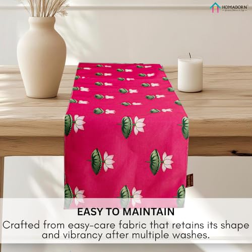 Image of HOMADORN Premium Digital Printed Table Runner - Double Layered Durable Fabric, Elegant Dining & Coffee Table Decoration, Fade-Resistant Prints, Easy Care (13x72 Inches ( 6 Seater), Lotus Bloom)