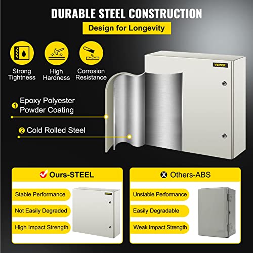 Vevor Nema Steel Enclosure, 24 X 24 X 8'' Nema 4X Steel Electrical Box, Ip66 Waterproof & Dustproof, Outdoor/Indoor Electrical Junction Box, With Mounting Plate #TOP2