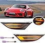 2Pcs Smoked Lens Amber LED Dynamic Sequential Blink Side Marker Lights for Porsche 991 Carrera 981 Boxstre Cayman 718 Boxstre Cayman Front Bumper Side Marker Lamp OEM Replacements