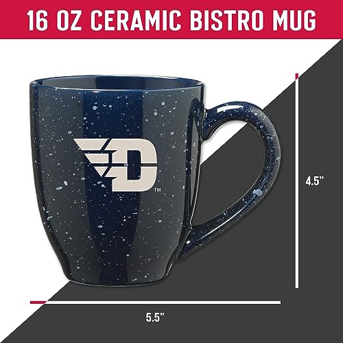 Image of Rico Industries NCAA Dayton Flyers Navy Blue Personalized 16 oz Team Color Laser Engraved Speckled Ceramic Coffee Mug