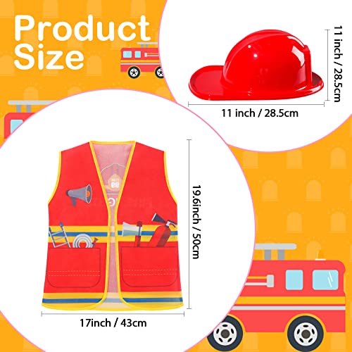 Geyoga 24 Pcs Fireman Costume Set For Kids, Fireman Role Play Party Supplies, Includes 12 Firefighter Helmet And 12 Vest For Kids Ages 3-8 Birthday Party Halloween Role Play Party Dress #TOP2
