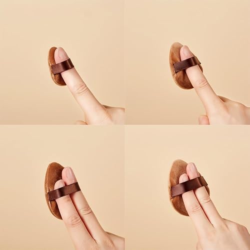 Miniatura 8 de Esponjas de polvo sueltas triangulares de chocolate, 4 tamaños diferentes, ovalados, aplicador de polvo cosmético para polvo mineral suelto,