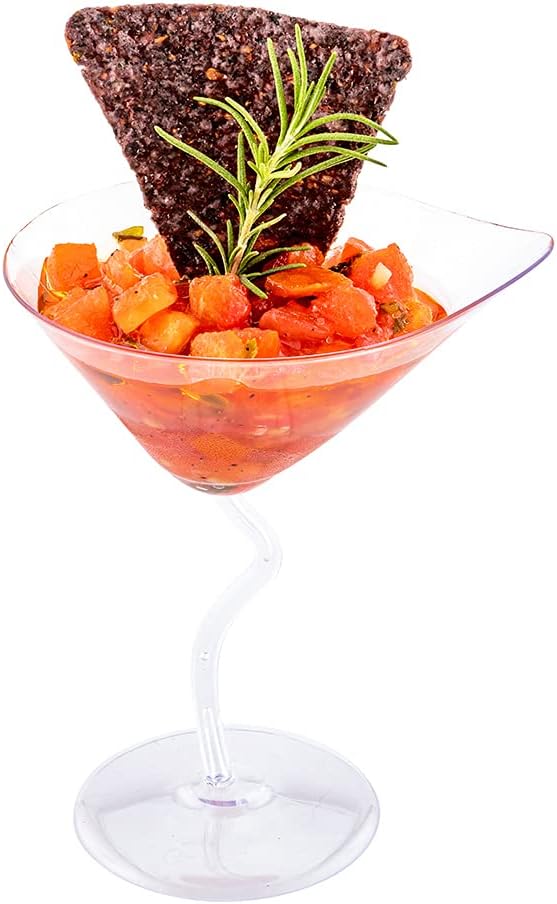 3 Ounce Martini Glasses, 100 Appetizer Cups - Durable, Disposable, Clear Plastic Dessert Cups, For Serving Samples At Wedding Banquets And Catered Events - Restaurantware