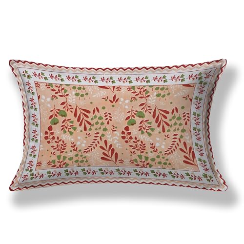 Image of 100% Cotton Single Bedsheet with 1 Pillow Cover | 240 TC Pure Cotton Flat Bed Sheet | Traditional Jaipuri Printed Bedding Set | Soft & Breathable | 60 x 90 Inch (Rangmahal Single 24)