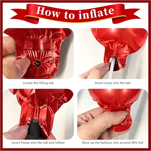 Image of Red Happy Birthday Balloons Banner 16 Inch Mylar Foil Letters, 10 Inch Five & Four Star, Inflatable Party Decor and Birthday Decorations for Women, Men, Boys & Girls Kids and Adults, Party Supplies