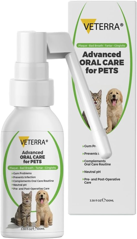 Dog and Cat Dental Spray for Dogs & Cats – Vet Recommended Oral Care, Teeth Cleaning Spray, Breath Freshener, Helps Reduce Plaque and Tartar, No Brushing Required - 3.38 Fl Oz - 100 Ml