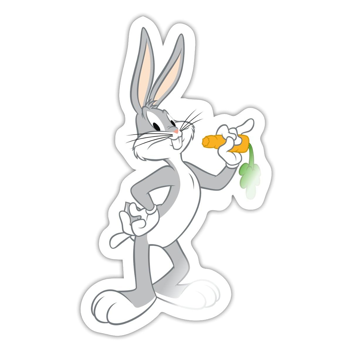 Spreadshirt Looney Tunes Bugs Bunny Pose Carrot Sticker Size S (10 x 10 cm), 10 x 10 cm, White Glossy