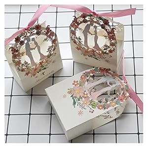 PROEES Boîte Cadeau Emballage Mariage Bonbons Doux mariée marié Fleur Petites boîtes Merci boîte for invités faveurs de…