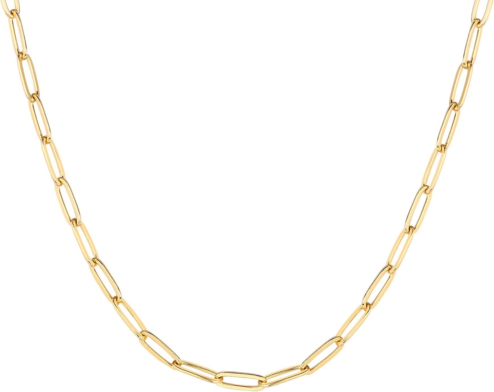 14K Gold Plated Curb Paperclip Box Sphere Bead Snake Herringbone and Figaro Chain Adjustable Necklace