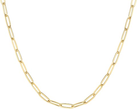PAVOI 14K Gold Plated Paperclip Chain Necklace