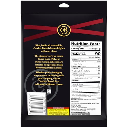 Cracker Barrel Extra Sharp White Cheddar Cheese Sticks (10 Sticks)