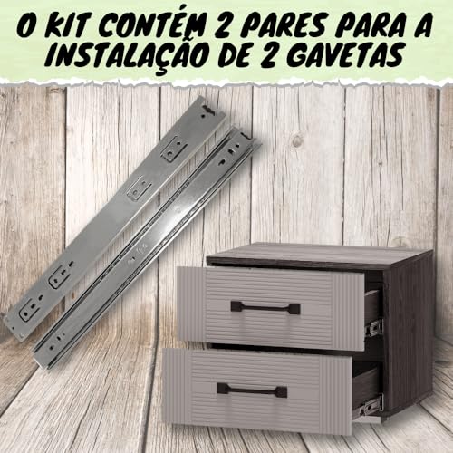 4 Corrediça Telescópica 30cm – 300mm 2 PAR Gaveta Moveis Armário Trilho Zincada Reforçada Corredica