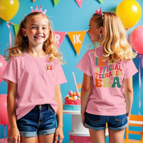 Image of CM C&M WODRO in My Official Teenager Era Shirt for Girls 13th Birthday Party T-Shirt Kids 13 Year Old Short Sleeve Tee Tops