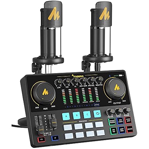 MAONO-MaonoCaster-Podcast Equipment Bundle for 2-includes All-in-one Audio Interface with Premium Mic Preamp, XLR Condenser Microphone, and 3.5MM Mic for Podcast Recording, Streaming, DJ (AME2 Duo)