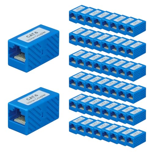 Image of iwillink RJ45 Coupler Ethernet Connector, Female to Female, 50 Pack, Blue | Extender Adapter, For Cat7 Cat6 Cat5e Cat5 Ethernet Cable Female Connector