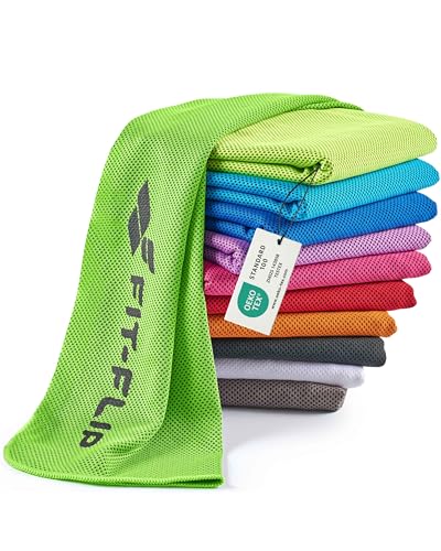 Fit-Flip Kühlendes Handtuch - Ice Cooling Towel und mikrofaser Kühltuch – kühlende Handtücher für Nacken und Hals - Airflip cool Towel für Fitness und Sport - Kühlhandtuch (neon grün, 100x30cm)