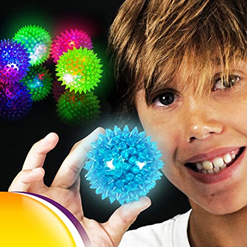 Ja-Ru Light Up Rubber Spike Ball (Pack Of 8 Balls) With Flashing Lights | Bouncy Stress Ball | Great Fidget Ball Toy For Kids | Bulk Bouncing Sensory Balls | Plus 1 Bouncy Ball. 695-8A #TOP1