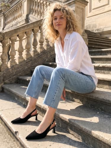 Image of Mostrin Kitten Heels for Women Slingback Pointed Closed Toe Heels Women's Pumps Shoes for Wedding, Party, Commuting