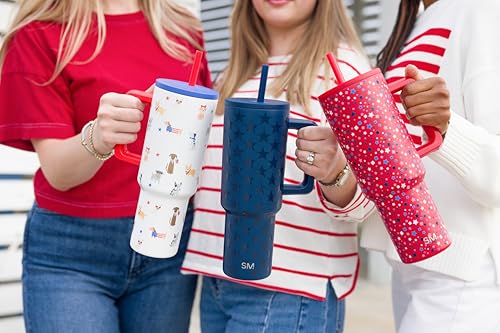Image of Simple Modern 4th of July 40 oz Trek Tumbler with Handle and Straw Lid | Cup Holder Friendly Insulated Stainless Steel Travel Mug | Patriotic Pets