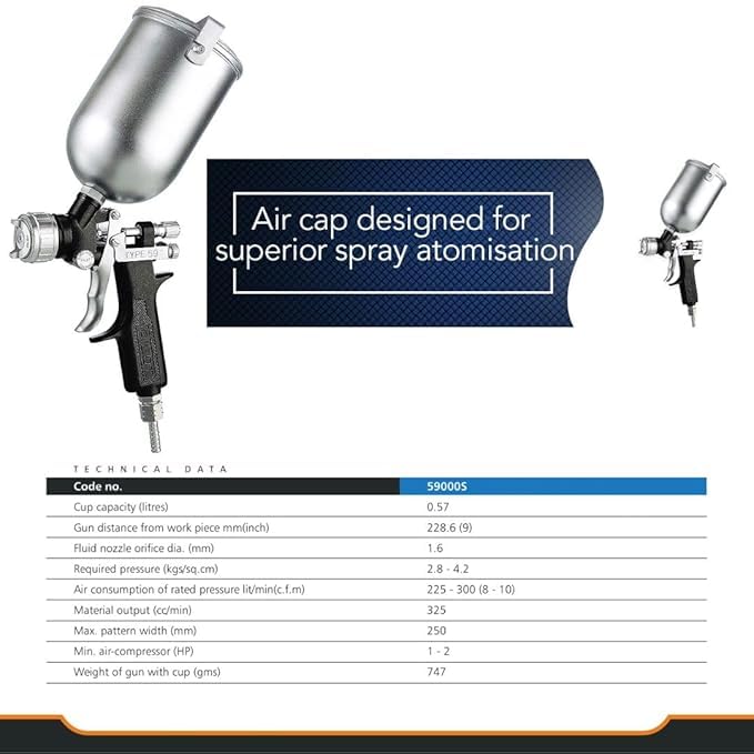 Image of Alliance Pilot Type 59 Air Powered Painting Spray Gun,Black