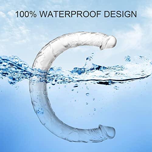 16.9 * 1.4 Inches Double Dildo Crystal Jelly Realistic Anal Long Dildo Penis Soft And Flexible With Veins And Glans Adult Sex Toys For Women/Men/Lesbian #TOP4