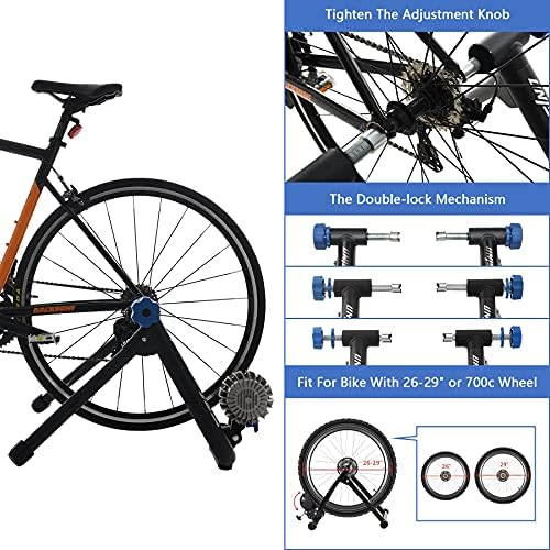 unisky Fluid Bike Trainer Stand Indoor Riding Steel Bicycle Exercise Stationary Stand with Noise Reduction Wheel