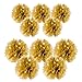 10pc Gold Tissue paper pom poms flower ball decorations kit - Size 8 10 Inch