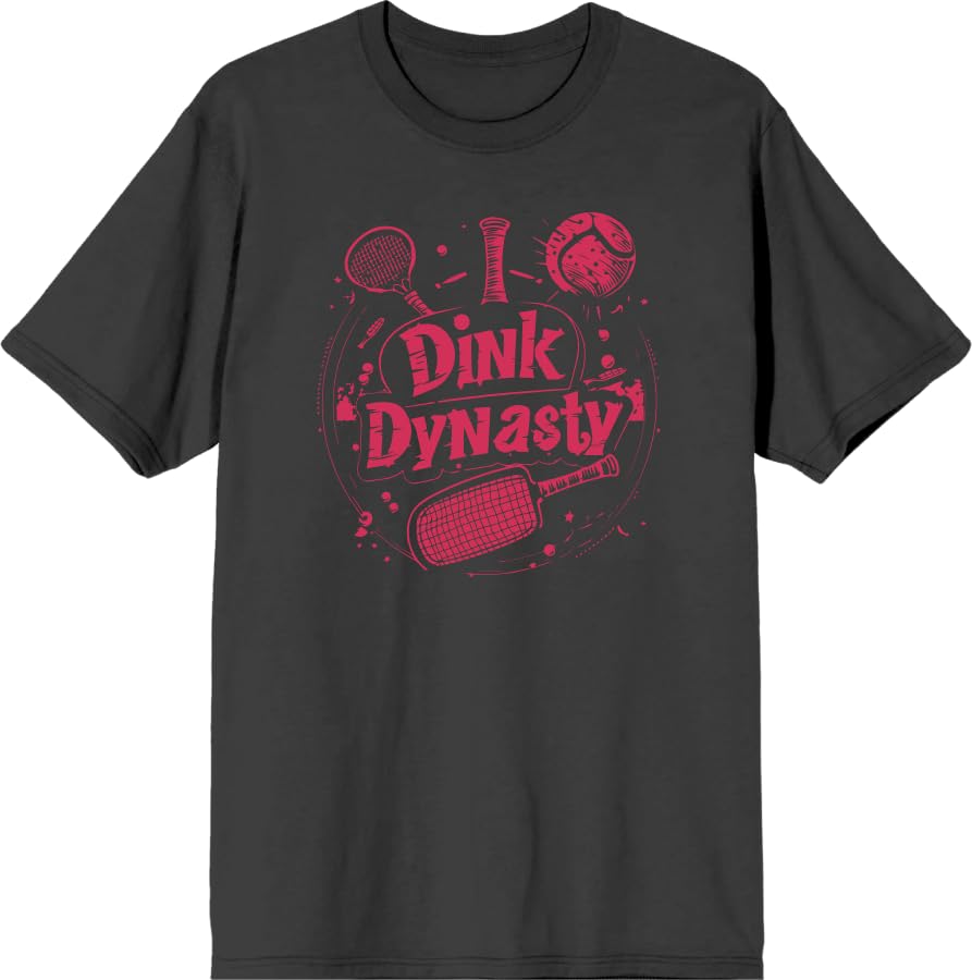 Pickleball Dink Dynasty Adult Black Crew Neck Short Sleeve Tee-XXL - Main Image