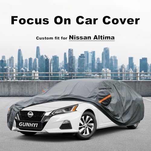 Image of GUNHYI Premium Car Cover Custom Fit Nissan Altima (1998-2026), 16 Layers Heavy Duty Car Cover Waterproof All Weather with Zipper Door for Sun Rain Snow Dust Uv Protection