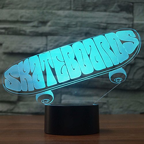 Lámpara de Noche Ilusión 3D Skateboard Cambios 7 Colores miniatura 3