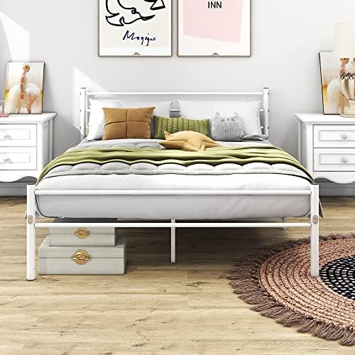 Yaheetech Double Metal Bed Frame 4ft6 Modern Style Bed with Headboard