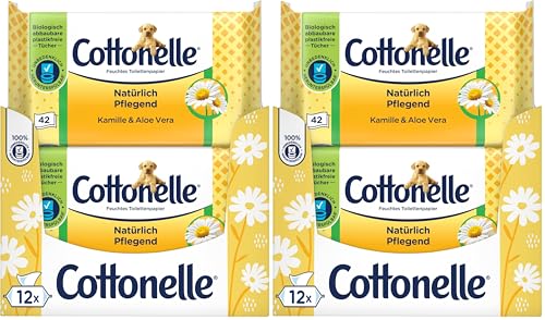 Cottonelle Feuchtes Toilettenpapier, Natürlich Pflegend - Kamille & Aloe Vera, Biologisch Abbaubar, Plastikfrei, Wiederverschließbar… – Ansicht 1
