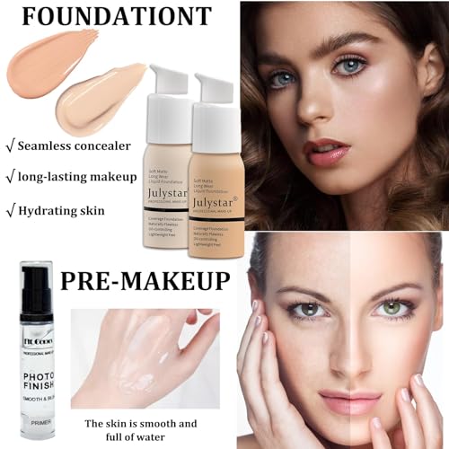 All in One Make Up Set - Schminke Set für Frauen - 40 Farben Lidschatten Palette, Mascara, Foundation & Face Primer, Eyeliner Stempel, Lip Gloss Set, Augenbrauen Seife, Makeup Schwamm Pinsel Set – Bild 5