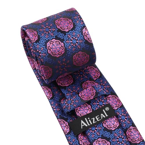 Image of Alizeal Mens Vintage Solid Plaid Tie with Pocket Square 3.15inches Necktie Set