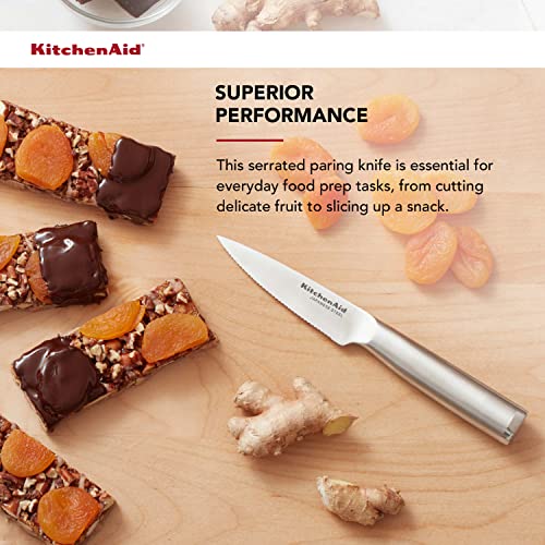 Kitchenaid Gourmet Forged Stainless Steel Fine-Edge Paring Knife With Custom-Fit Blade Cover, 3.5-Inch, Sharp Kitchen Knife, High-Carbon Japanese Stainless Steel Blade, Black #TOP2
