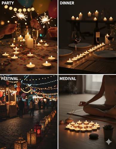 Image of Mkd2 Rise Wax Tealight Candles (Pack of 6) Smokeless Unscented Tea Light Candles for Diwali, Puja, Home Decoration & Aroma Diffuser