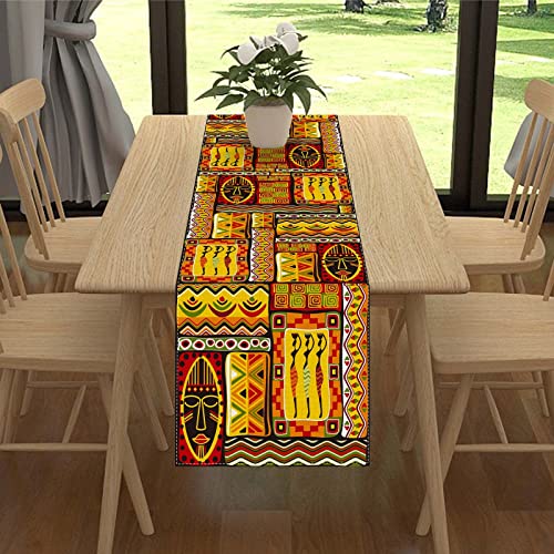 Jiudungs Linen African Totems Table Runner 72 Inches Long African American Kwanzaa Black History Month Juneteenth Decorations And Supplies For Home Kitchen Dining Room Table #TOP1