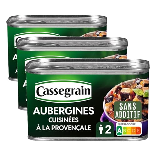 CASSEGRAIN Aubergines Cuisinées à la Provençale Aubergines & Tomates Huile d' Vierge Extra 1% Basilic Sans Additif Nutri Score A Emballage 100% Recyclable 375 g Lot de 2 - vue 7