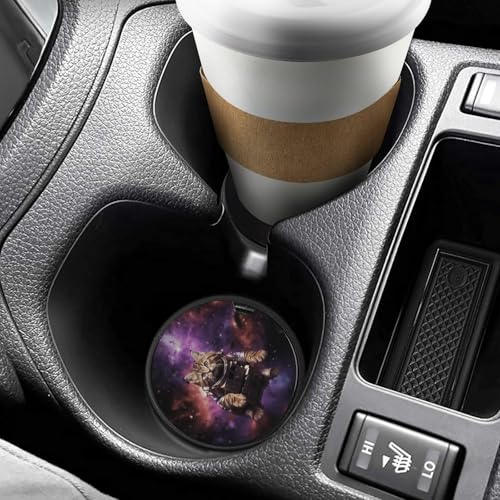 Posavasos para auto con gato en espacio, 2 unidades miniatura 6