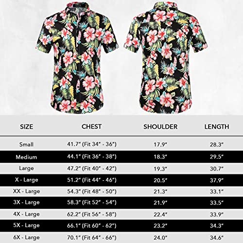 Hawaiian Shirt For Men, Beach Shirts For Men, Tropical Shirts Short Sleeve Floral Casual Button Down (Large, Red Hibiscus) #TOP5