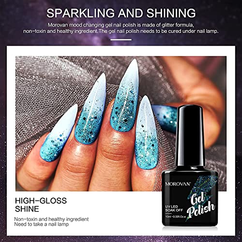 Morovan 9D Cat Eye Gel Nagellack Set Chamäleon Thermo Nagellack Shellac Glitzer Magnetische Gel Nail Polish Set Soak Off… – Bild 6